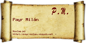 Payr Milán névjegykártya